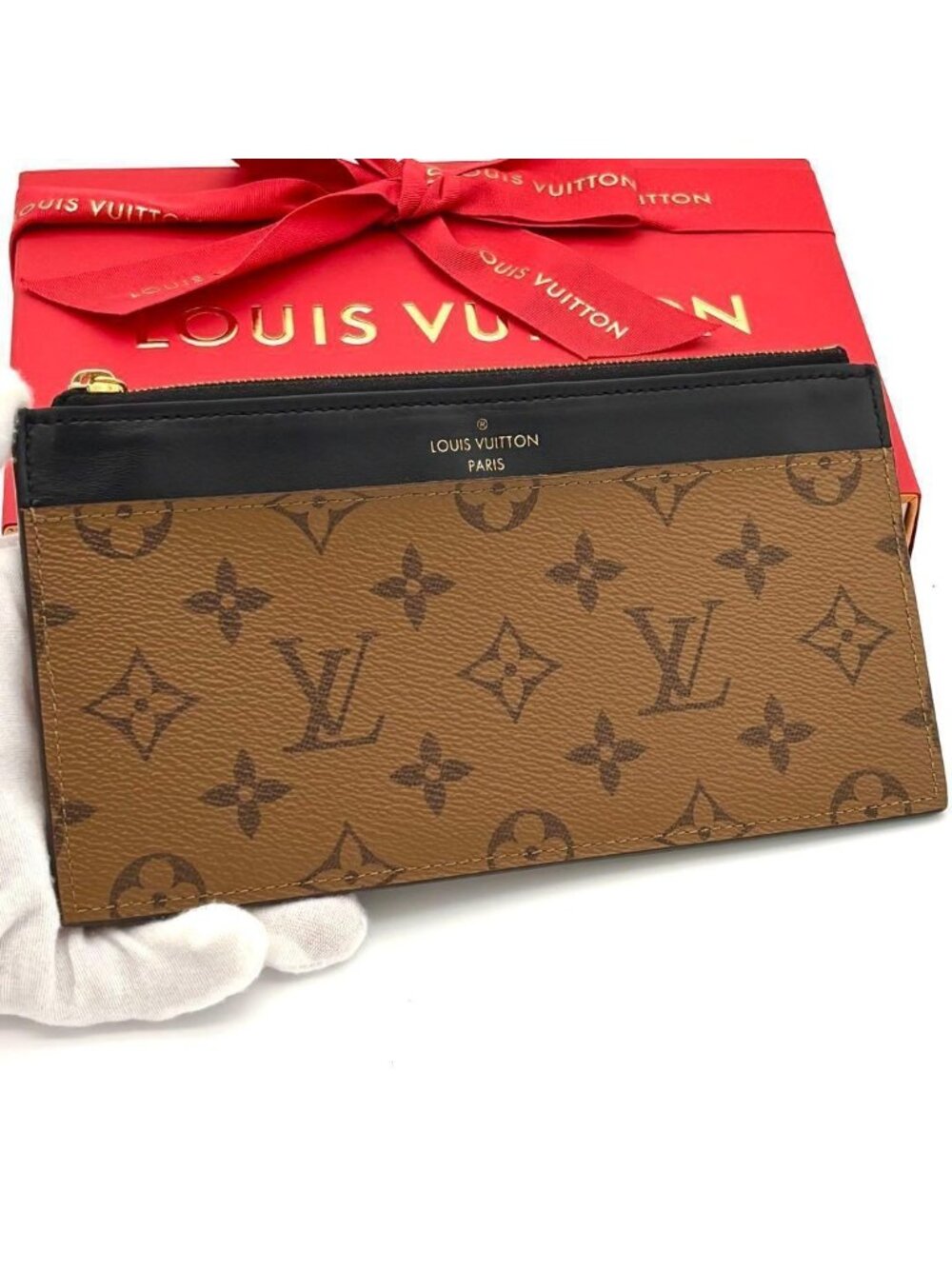 Louis Vuitton Monogram Reverse Slim Purse Wallet Coin